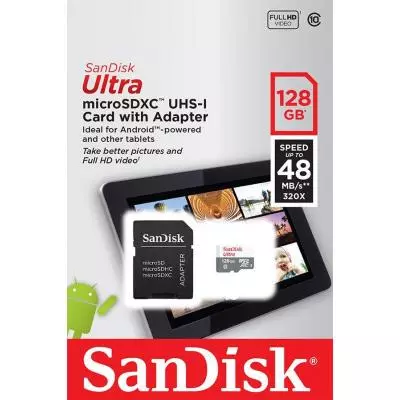 Карта памяти SanDisk 128GB microSDXC class 10 UHS-I Ultra (SDSQUNS-128G-GN6TA) - 3 Карта памяти SanDisk 128GB microSDXC class 10 UHS-I Ultra (SDSQUNS-128G-GN6TA) - 3