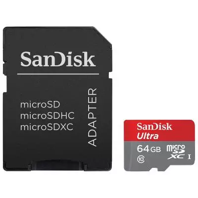 Карта памяти SanDisk 64GB microSDXC class 10 UHS-I A1 Ultra (SDSQUAR-064G-GN6TA) - 1 Карта памяти SanDisk 64GB microSDXC class 10 UHS-I A1 Ultra (SDSQUAR-064G-GN6TA) - 1