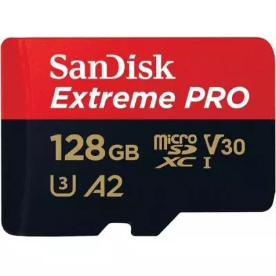 Карта памяти SanDisk 128GB microSDXC class 10 UHS-I U3 A2 Extreme Pro (SDSQXCY-128G-GN6MA) - 1 Карта памяти SanDisk 128GB microSDXC class 10 UHS-I U3 A2 Extreme Pro (SDSQXCY-128G-GN6MA) - 1