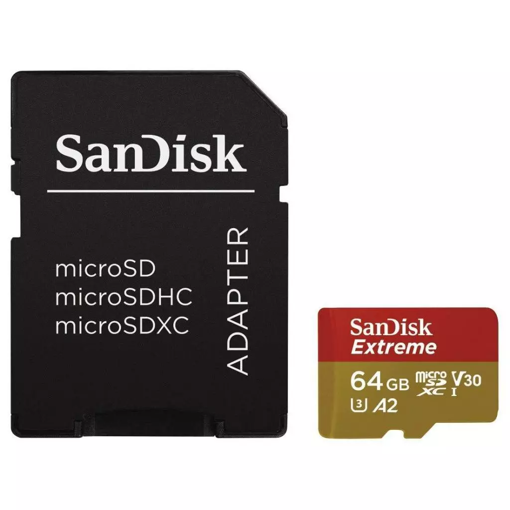 Карта памяти SanDisk 64GB microSD class 10 UHS-I U3 A2 EXTREME (SDSQXA2-064G-GN6AA)