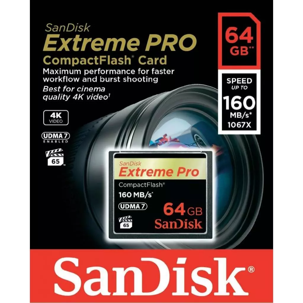 Карта памяти SanDisk Compact Flash Card 64Gb Extreme PRO (SDCFXPS-064G-X46) - 1 Карта памяти SanDisk Compact Flash Card 64Gb Extreme PRO (SDCFXPS-064G-X46) - 1