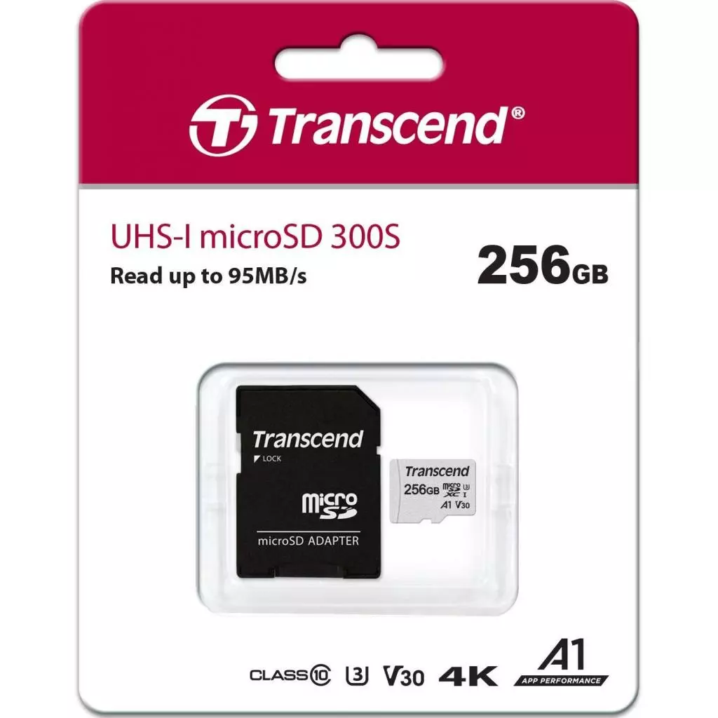 Карта памяти Transcend 256GB microSDXC class 10 UHS-I (TS256GUSD300S-A) - 2