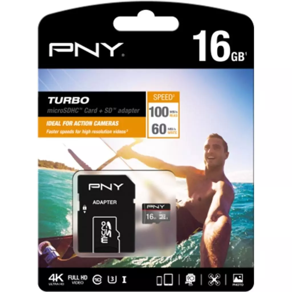 Карта памяти PNY flash 16GB microSDHC class 10 UHS-I Turbo (SDU16GTUR-1-EF) - 3
