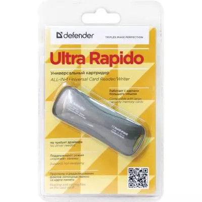 Считыватель флеш-карт Defender Ultra Rapido USB 2.0 black (83261) - 4 Считыватель флеш-карт Defender Ultra Rapido USB 2.0 black (83261) - 4