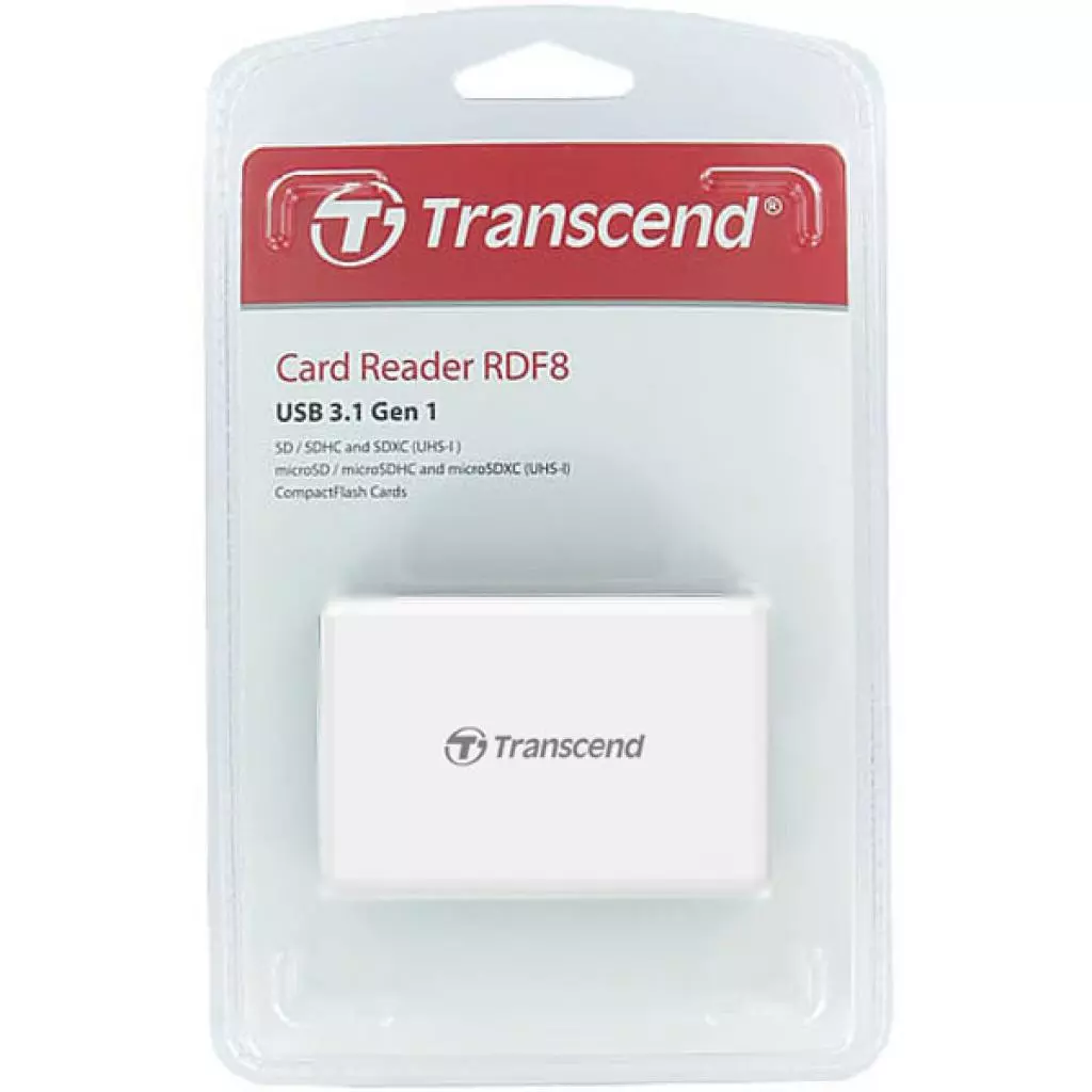 Считыватель флеш-карт Transcend USB 3.1 White (TS-RDF8W2) - 2 Считыватель флеш-карт Transcend USB 3.1 White (TS-RDF8W2) - 2