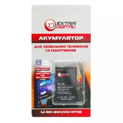 Аккумуляторная батарея для телефона Extradigital Nokia BL-5U (900 mAh) (DV00DV6052) - 2