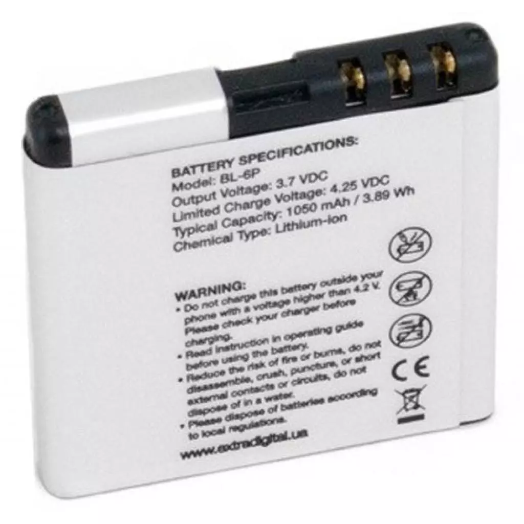 Аккумуляторная батарея для телефона Extradigital Nokia BL-6P (1050 mAh) (BMN6282) - 1