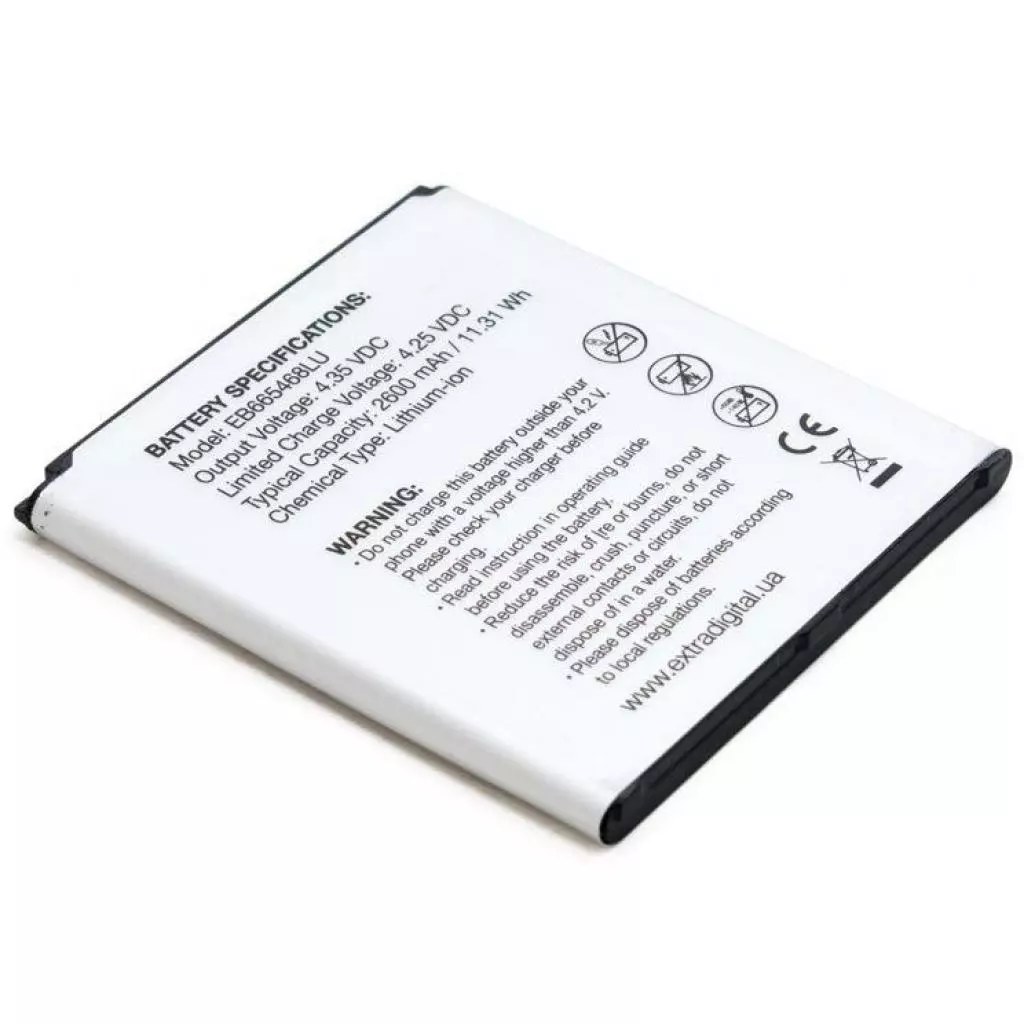 Аккумуляторная батарея для телефона Extradigital Samsung Galaxy Grand 2 Duos G7102 (2600 mAh, EB665468LU) (BMS6417) - 4