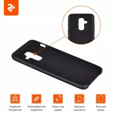 Чехол для моб. телефона 2E Samsung Galaxy A6 Plus 2018, PU Case, Black (2E-G-A6+-MCPUB) - 3