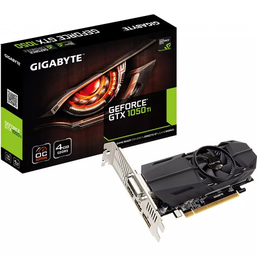 Видеокарта GIGABYTE GeForce GTX1050 Ti 4096Mb OC Low Profile (GV-N105TOC-4GL)