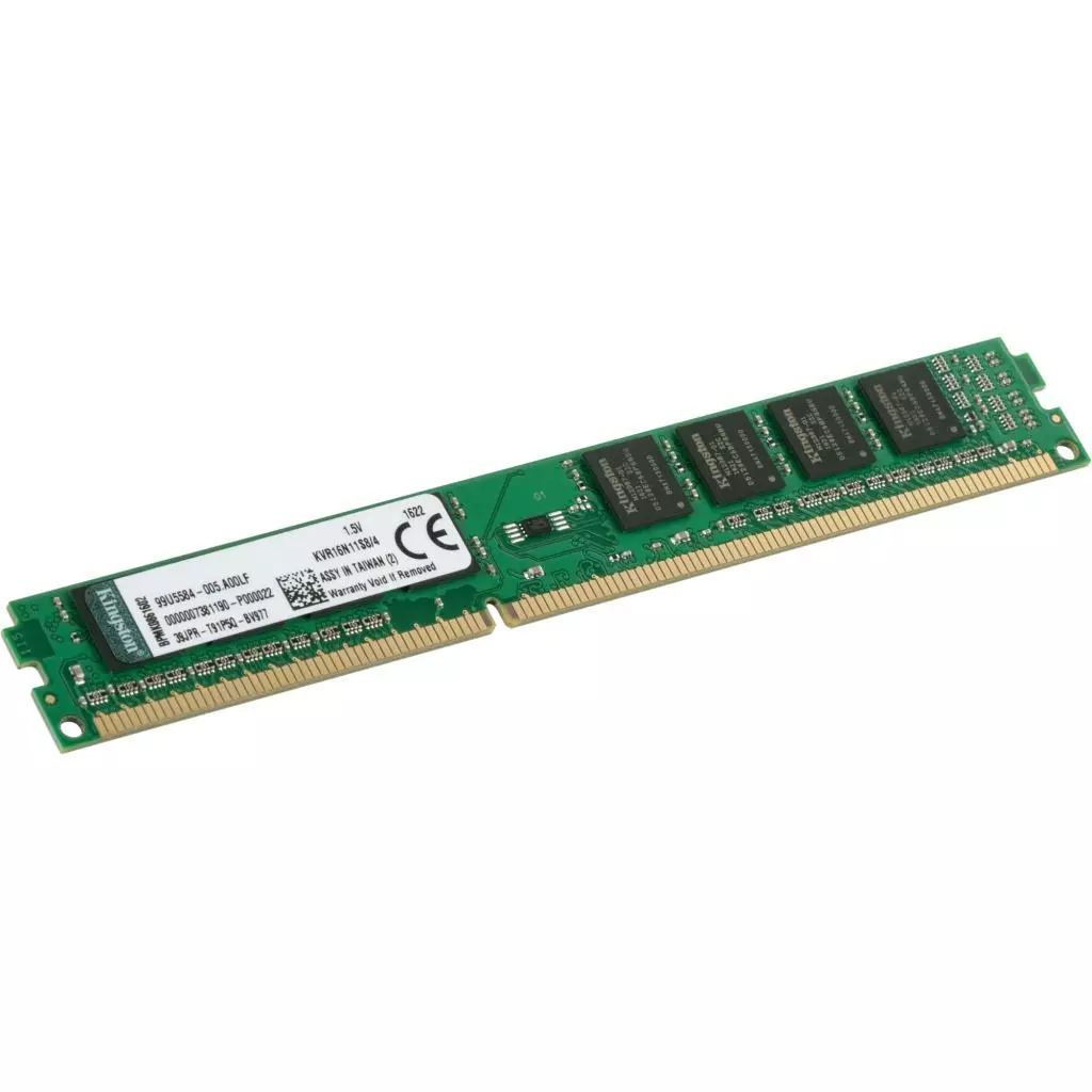 Модуль памяти для компьютера DDR3 4GB 1600 MHz Kingston (KVR16N11S8/4) - 1 Модуль памяти для компьютера DDR3 4GB 1600 MHz Kingston (KVR16N11S8/4) - 1