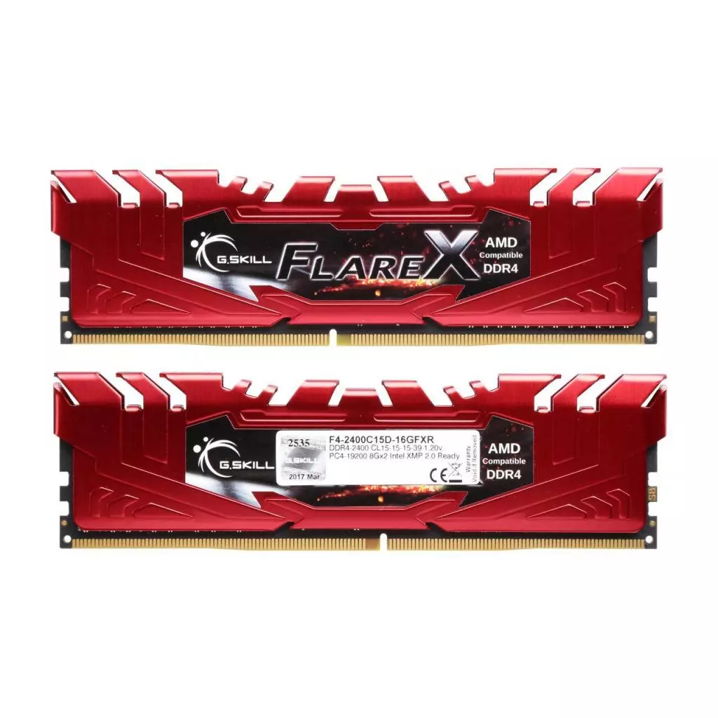 Модуль памяти для компьютера DDR4 16GB (2x8GB) 2400 MHz Flare X Red G.Skill (F4-2400C15D-16GFXR) - 1 Модуль памяти для компьютера DDR4 16GB (2x8GB) 2400 MHz Flare X Red G.Skill (F4-2400C15D-16GFXR) - 1