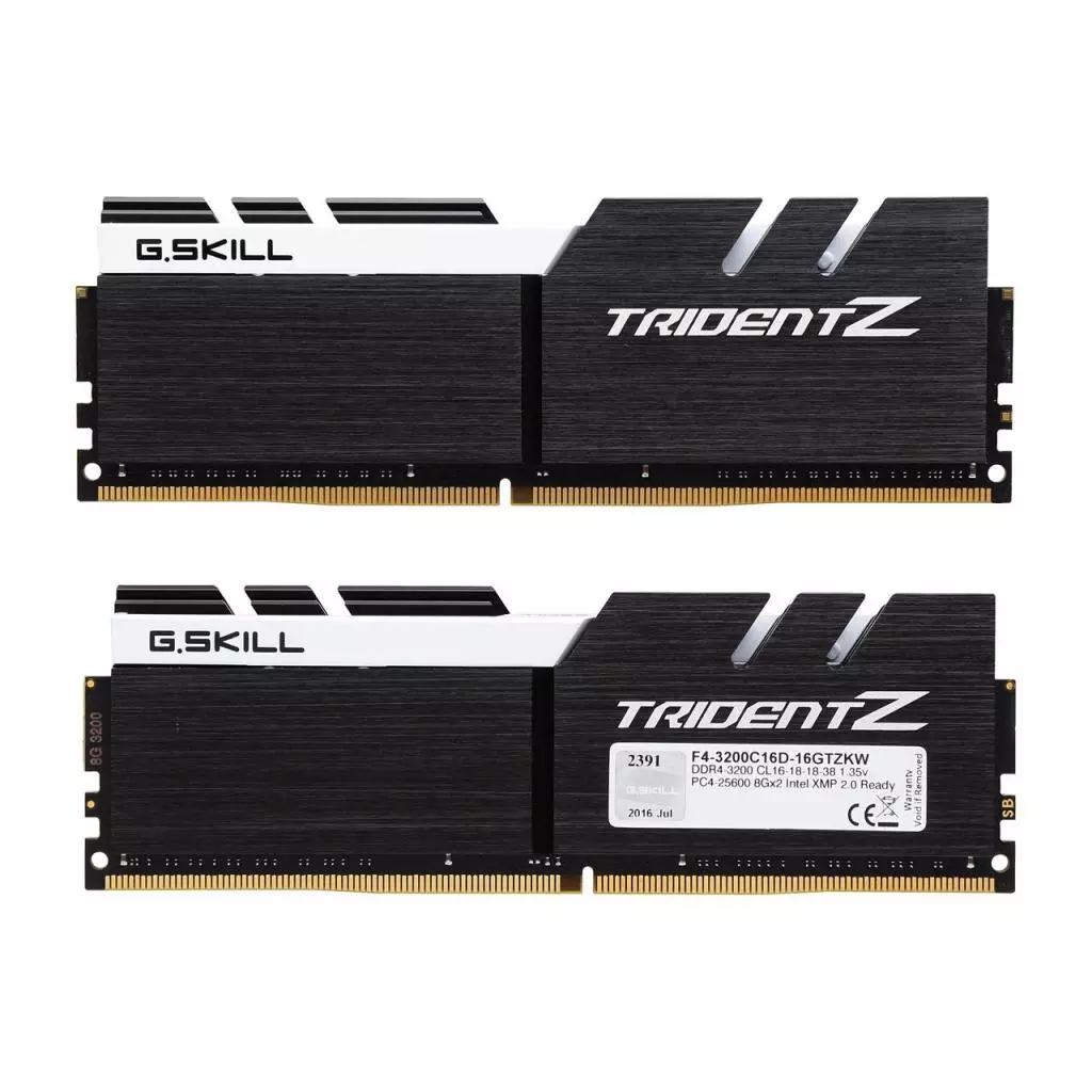 Модуль памяти для компьютера DDR4 16GB (2x8GB) 3200 MHz Trident Z Black H/White G.Skill (F4-3200C16D-16GTZKW) - 1 Модуль памяти для компьютера DDR4 16GB (2x8GB) 3200 MHz Trident Z Black H/White G.Skill (F4-3200C16D-16GTZKW) - 1