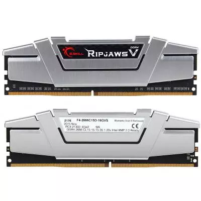 Модуль памяти для компьютера DDR4 16GB (2x8GB) 2666 MHz RipjawsV Silver G.Skill (F4-2666C15D-16GVS) - 1