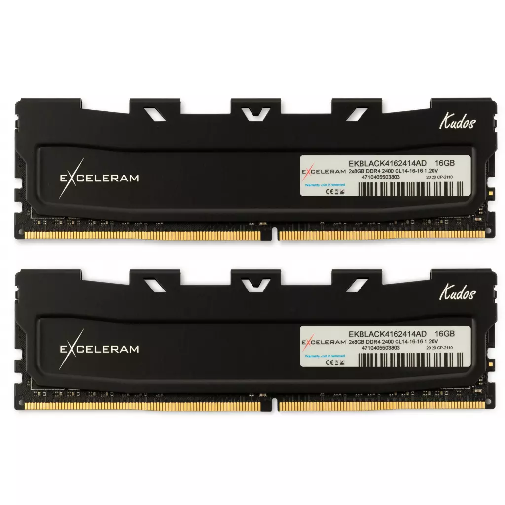 Модуль памяти для компьютера DDR4 16GB (2x8GB) 2400 MHz Black Kudos eXceleram (EKBLACK4162414AD)