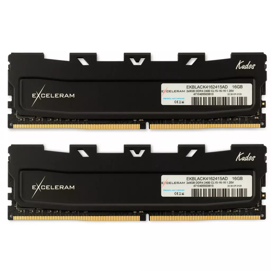Модуль памяти для компьютера DDR4 16GB (2x8GB) 2400 MHz Black Kudos eXceleram (EKBLACK4162415AD)
