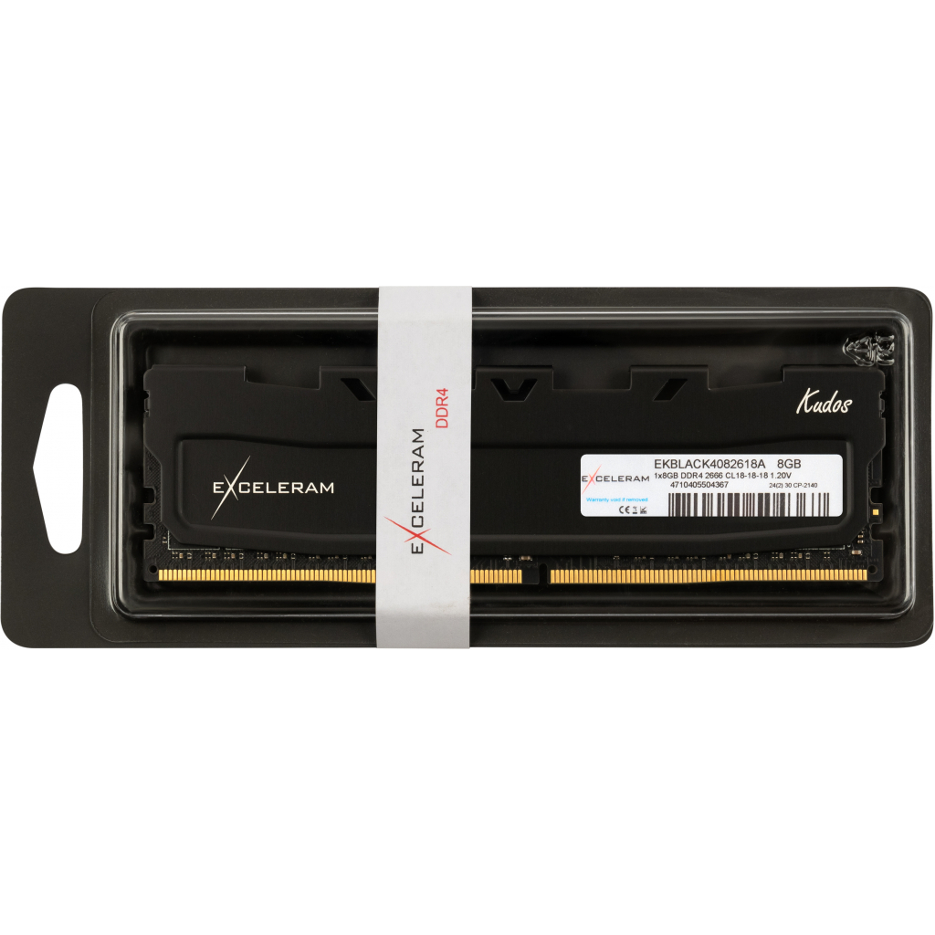 Модуль памяти для компьютера DDR4 8GB 2666 MHz Black Kudos eXceleram (EKBLACK4082618A) - 2 Модуль памяти для компьютера DDR4 8GB 2666 MHz Black Kudos eXceleram (EKBLACK4082618A) - 2