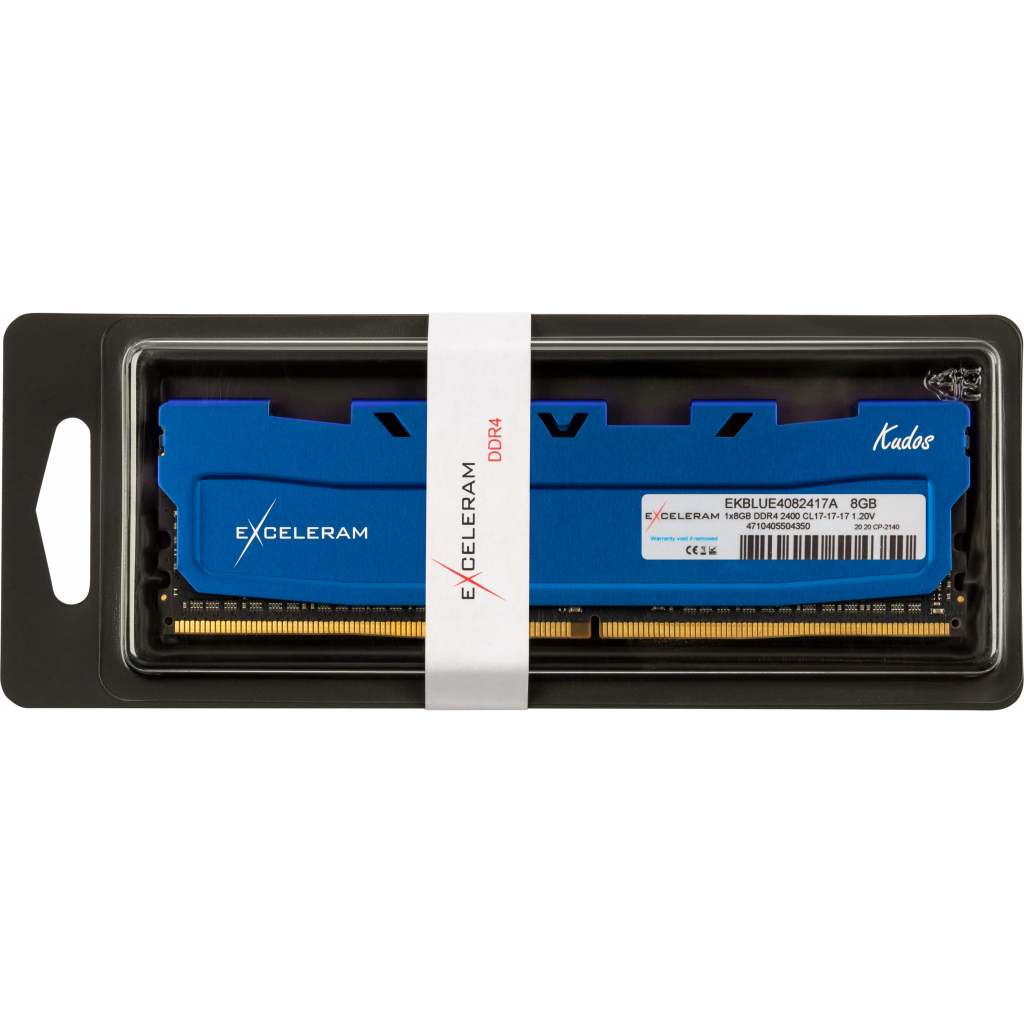 Модуль памяти для компьютера DDR4 8GB 2400 MHz Blue Kudos eXceleram (EKBLUE4082417A) - 2 Модуль памяти для компьютера DDR4 8GB 2400 MHz Blue Kudos eXceleram (EKBLUE4082417A) - 2