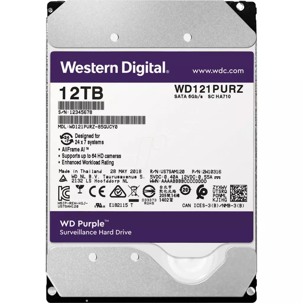 Жесткий диск 3.5" 12TB WD (WD121PURZ)