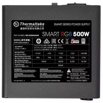 Блок питания ThermalTake 500W Smart RGB (PS-SPR-0500NHSAWE-1) - 2 Блок питания ThermalTake 500W Smart RGB (PS-SPR-0500NHSAWE-1) - 2