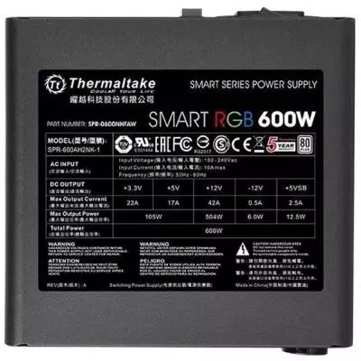 Блок питания ThermalTake 600W Smart RGB (PS-SPR-0600NHSAWE-1) - 2 Блок питания ThermalTake 600W Smart RGB (PS-SPR-0600NHSAWE-1) - 2