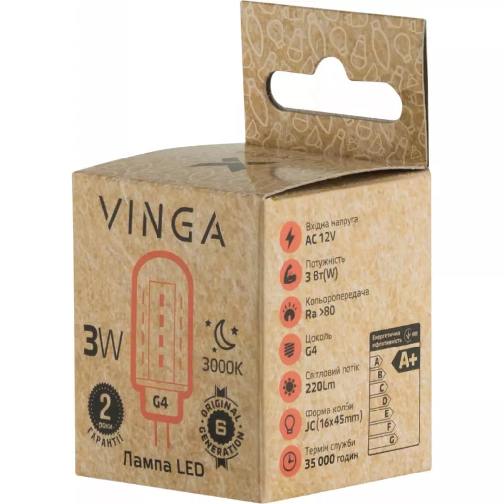 Лампочка Vinga VL-JCG4-33L-12 - 3