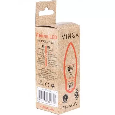 Лампочка Vinga VL-C37E27-63L - 1