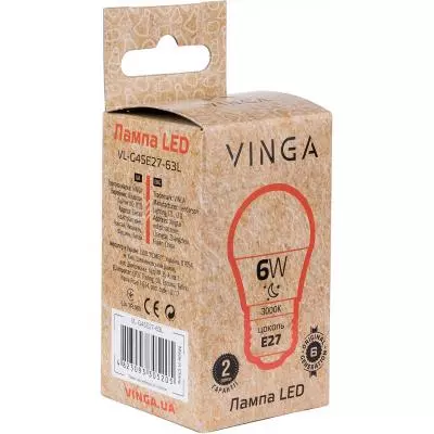 Лампочка Vinga VL-G45E27-63L - 1