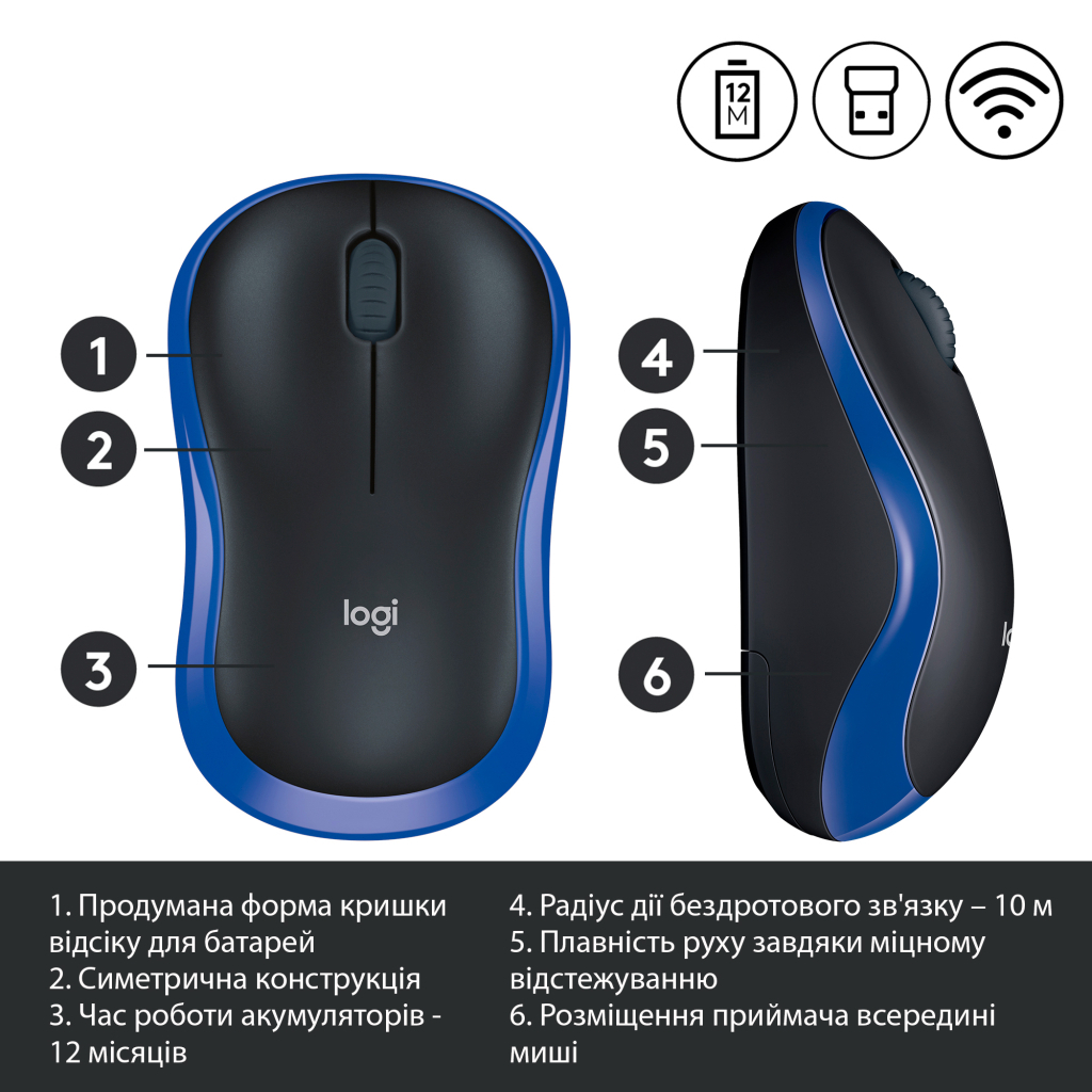 Мышка Logitech M185 blue (910-002239) - 3 Мышка Logitech M185 blue (910-002239) - 3