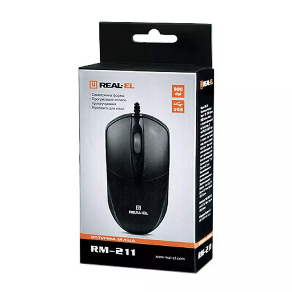 Мышка REAL-EL RM-211, USB, black - 5 Мышка REAL-EL RM-211, USB, black - 5
