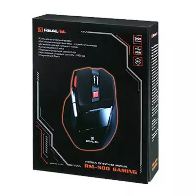 Мышка REAL-EL RM-500 Gaming, USB, black - 2