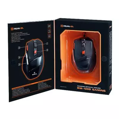 Мышка REAL-EL RM-500 Gaming, USB, black - 3
