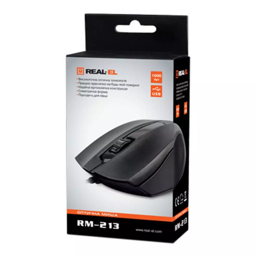 Мышка REAL-EL RM-213, USB, black - 1 Мышка REAL-EL RM-213, USB, black - 1