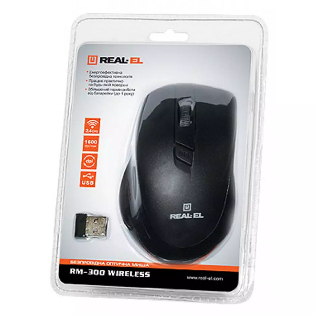 Мышка REAL-EL RM-300 black-grey - 1 Мышка REAL-EL RM-300 black-grey - 1