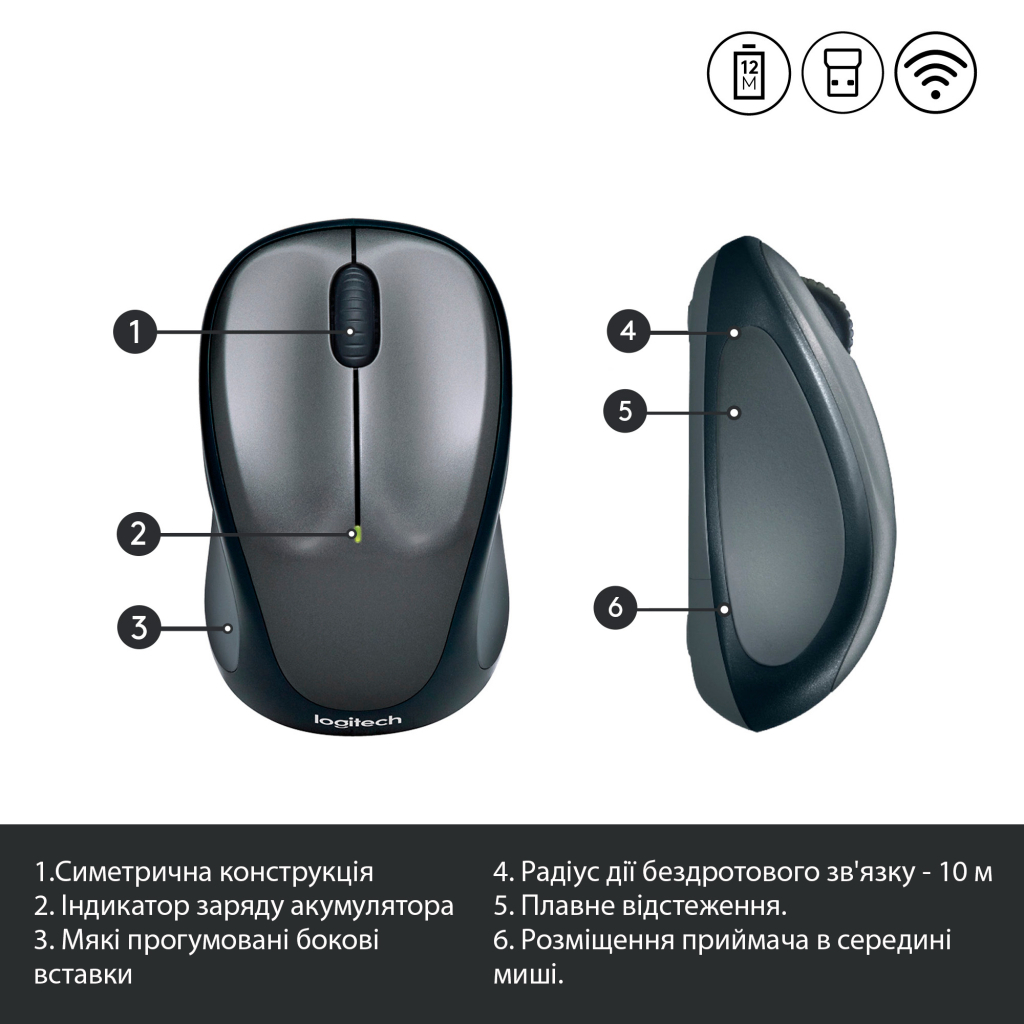 Мышка Logitech M235 Grey (910-002201) - 5