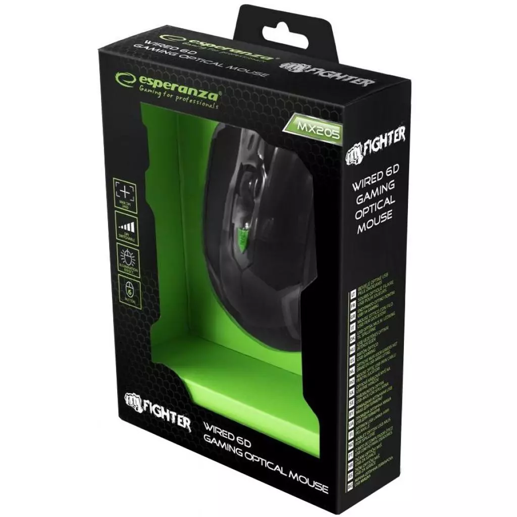 Мышка Esperanza MX205 Fighter green (EGM205G) - 3 Мышка Esperanza MX205 Fighter green (EGM205G) - 3