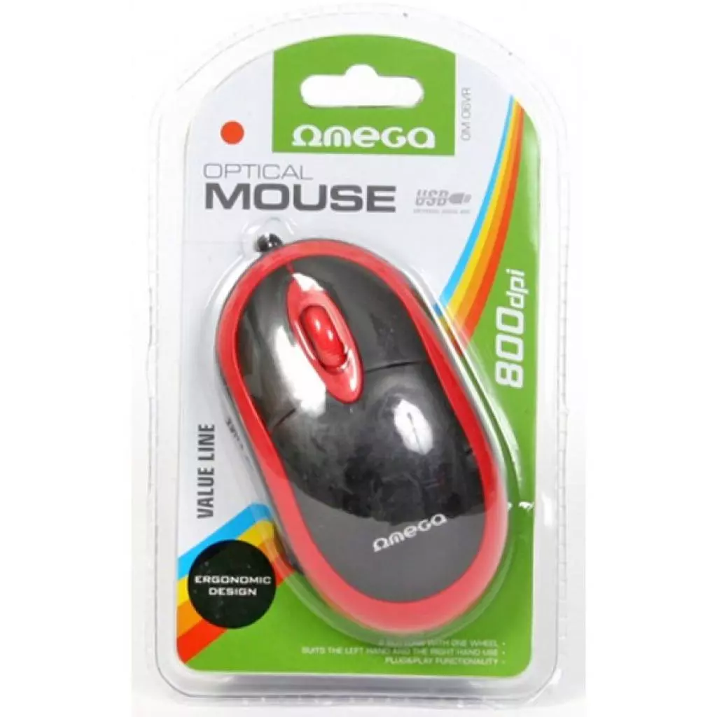 Мышка Omega OM-06V optical red (OM06VR) - 4 Мышка Omega OM-06V optical red (OM06VR) - 4