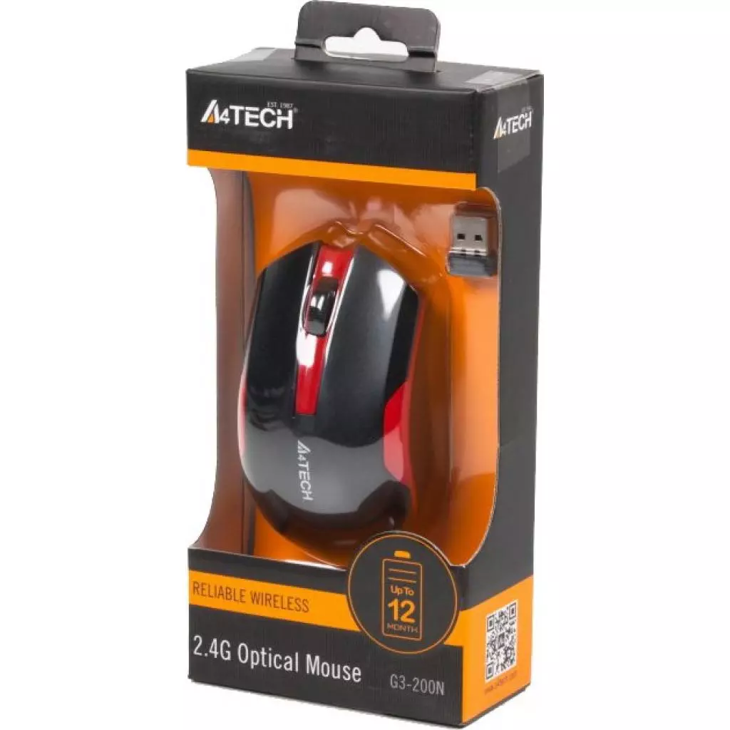Мышка A4Tech G3-200N Black+Red - 3