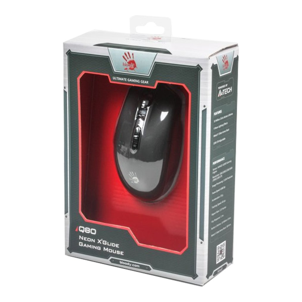 Мышка A4Tech Bloody Q80 Neon XGlide USB Black - 6
