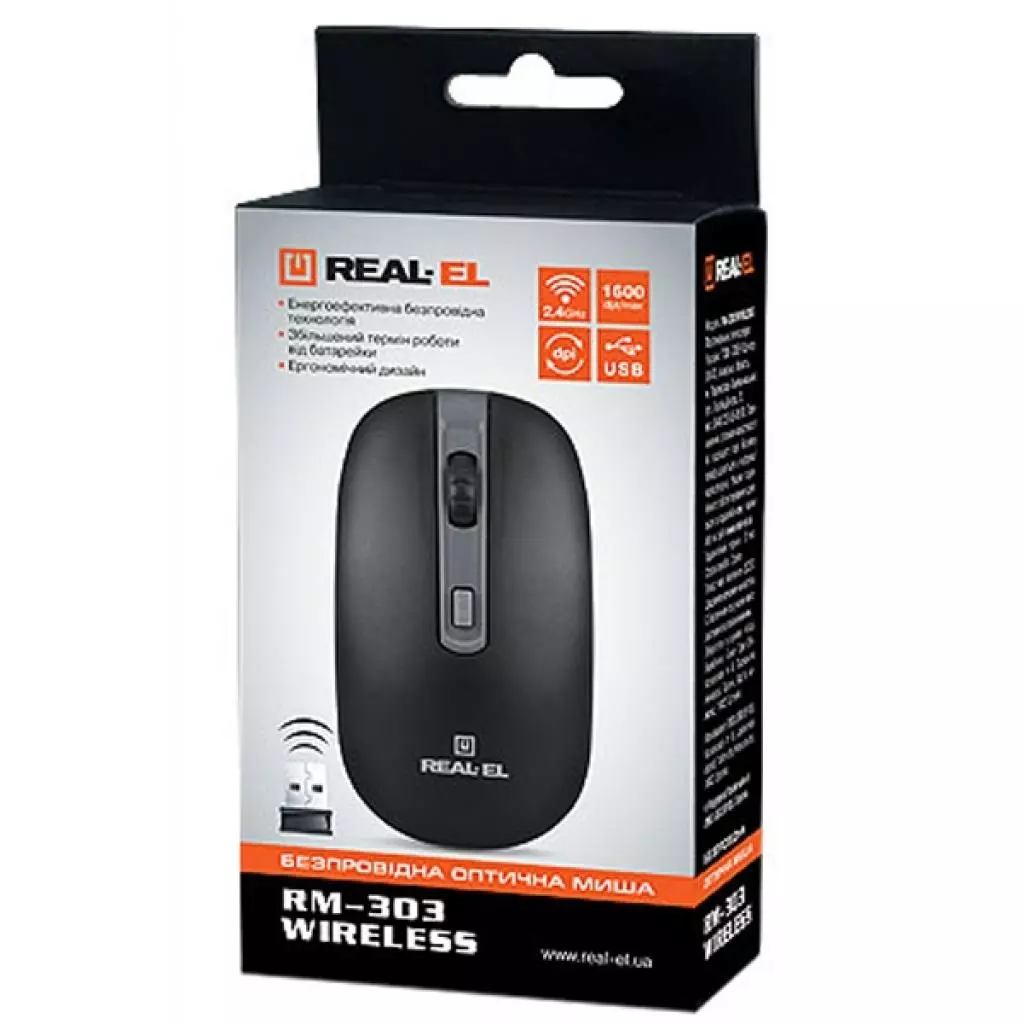 Мышка REAL-EL RM-303 black-grey - 4 Мышка REAL-EL RM-303 black-grey - 4