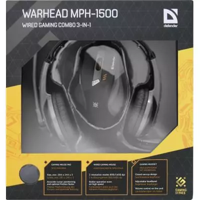 Мышка Defender Warhead MPH-1500 kit mouse+mouse pad+headset (52705) - 4 Мышка Defender Warhead MPH-1500 kit mouse+mouse pad+headset (52705) - 4