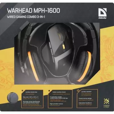 Мышка Defender Warhead MPH-1600 kit mouse+mouse pad+headset (52706) - 4 Мышка Defender Warhead MPH-1600 kit mouse+mouse pad+headset (52706) - 4