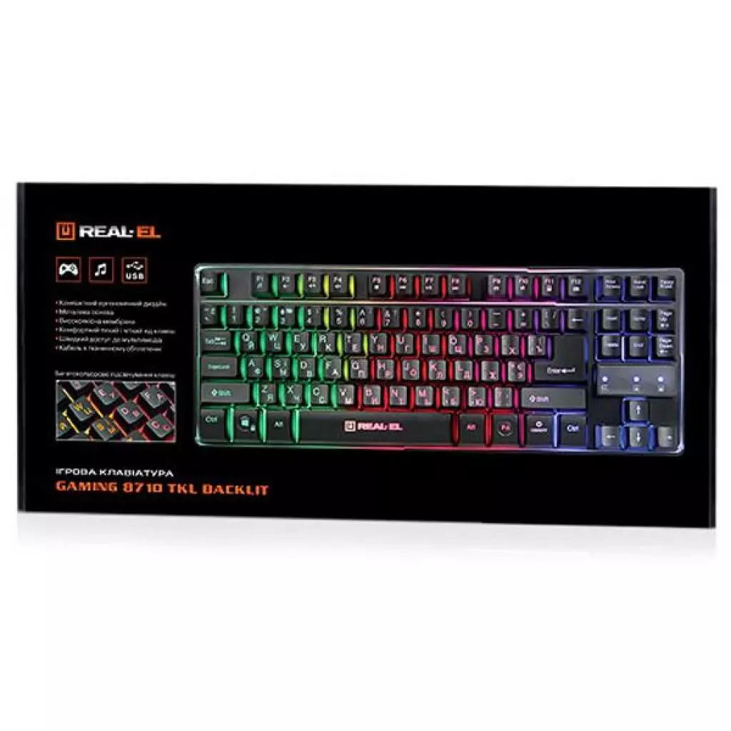 Клавиатура REAL-EL 8710 Gaming TKL Backlit, black - 2