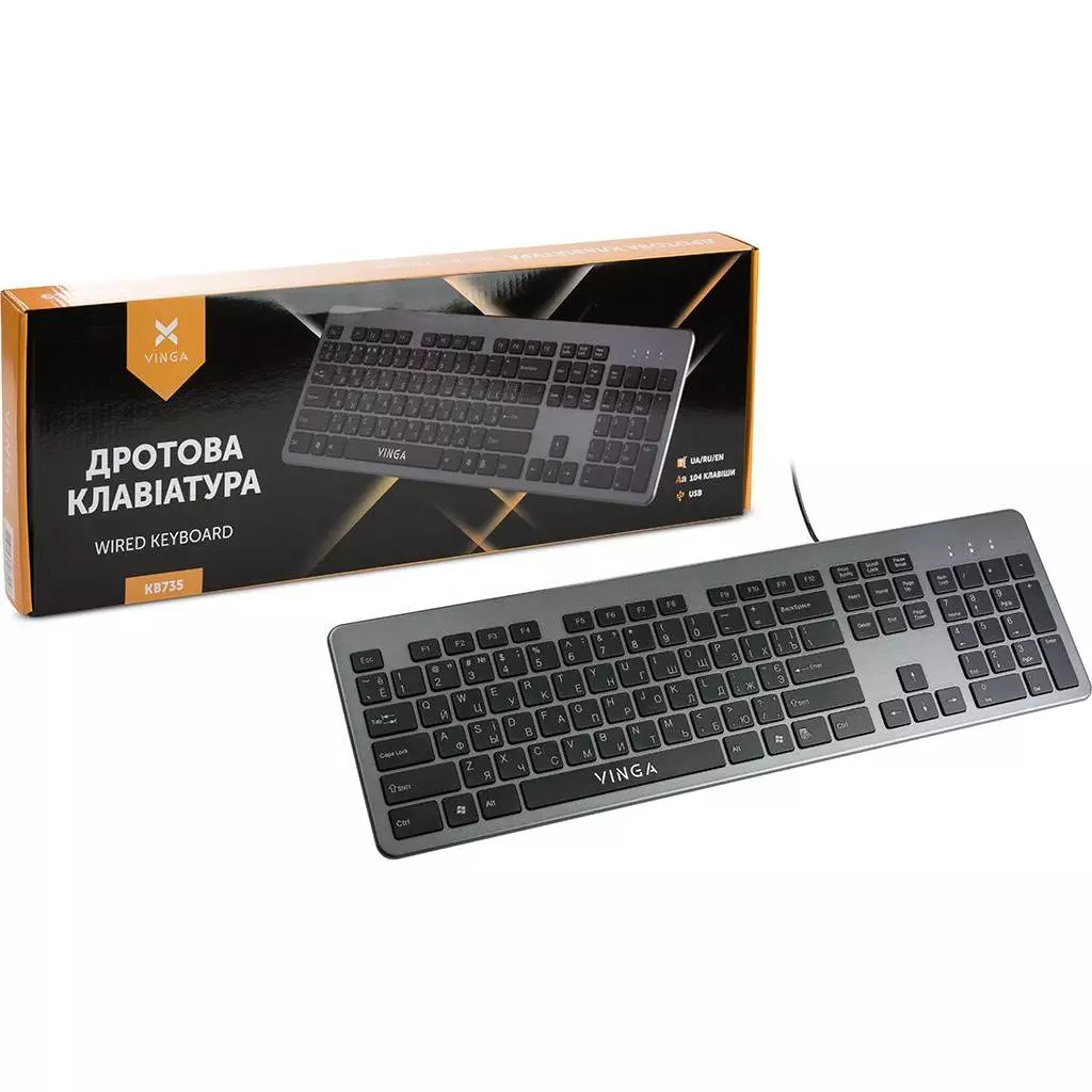 Клавиатура Vinga KB735 black-grey - 10 Клавиатура Vinga KB735 black-grey - 10