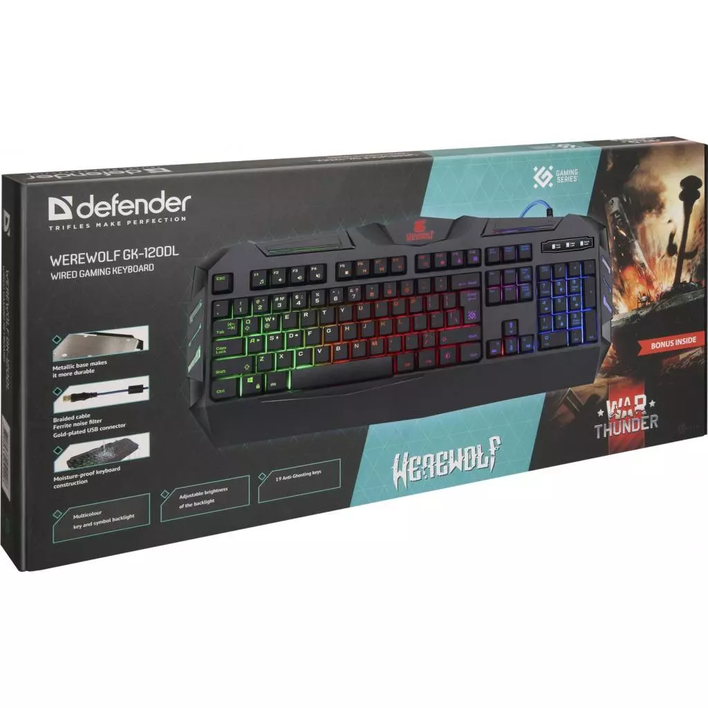 Клавиатура Defender Werewolf GK-120DL RU RGB (45120) - 1 Клавиатура Defender Werewolf GK-120DL RU RGB (45120) - 1