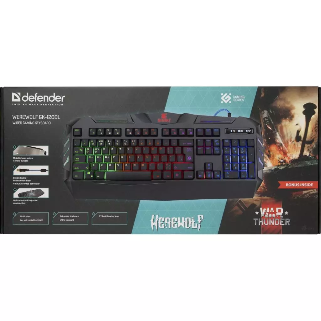 Клавиатура Defender Werewolf GK-120DL RU RGB (45120) - 2 Клавиатура Defender Werewolf GK-120DL RU RGB (45120) - 2