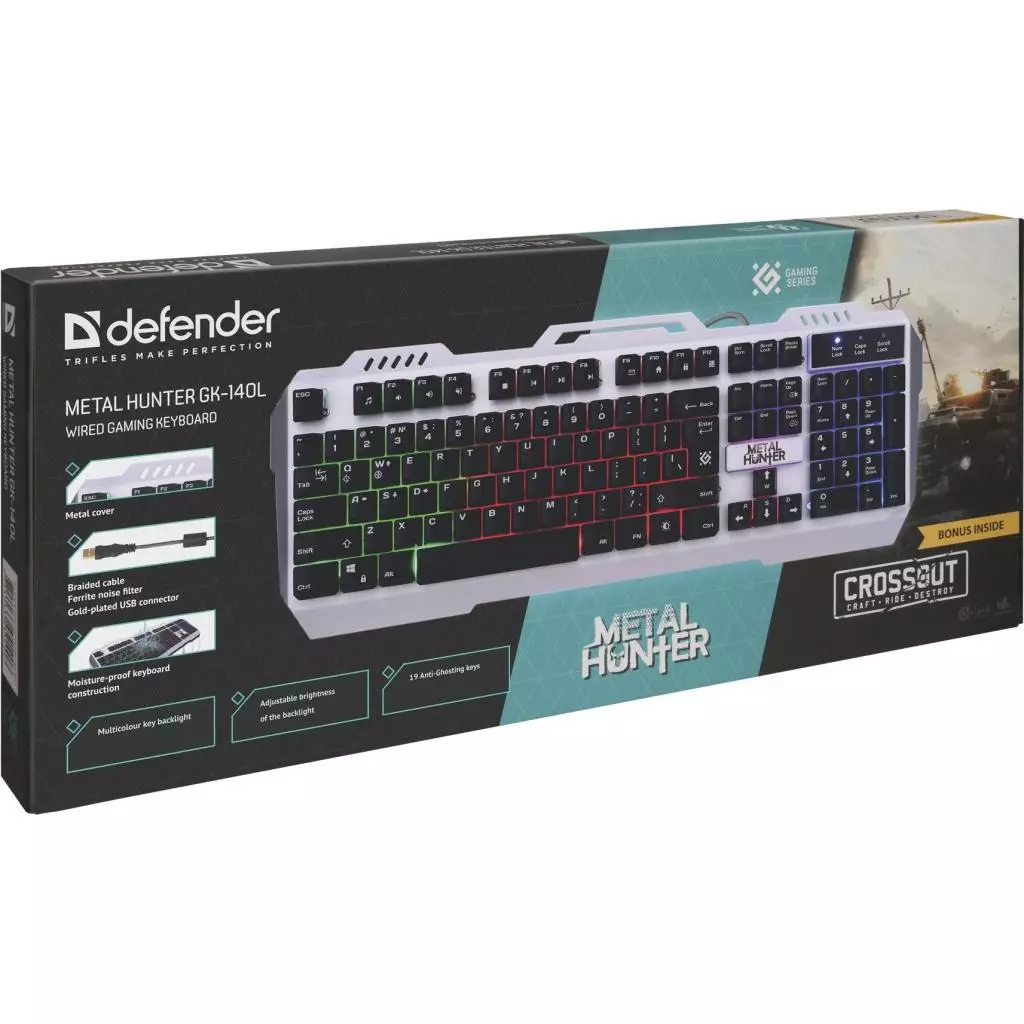 Клавиатура Defender Metal Hunter GK-140L RU RGB (45140) - 1 Клавиатура Defender Metal Hunter GK-140L RU RGB (45140) - 1