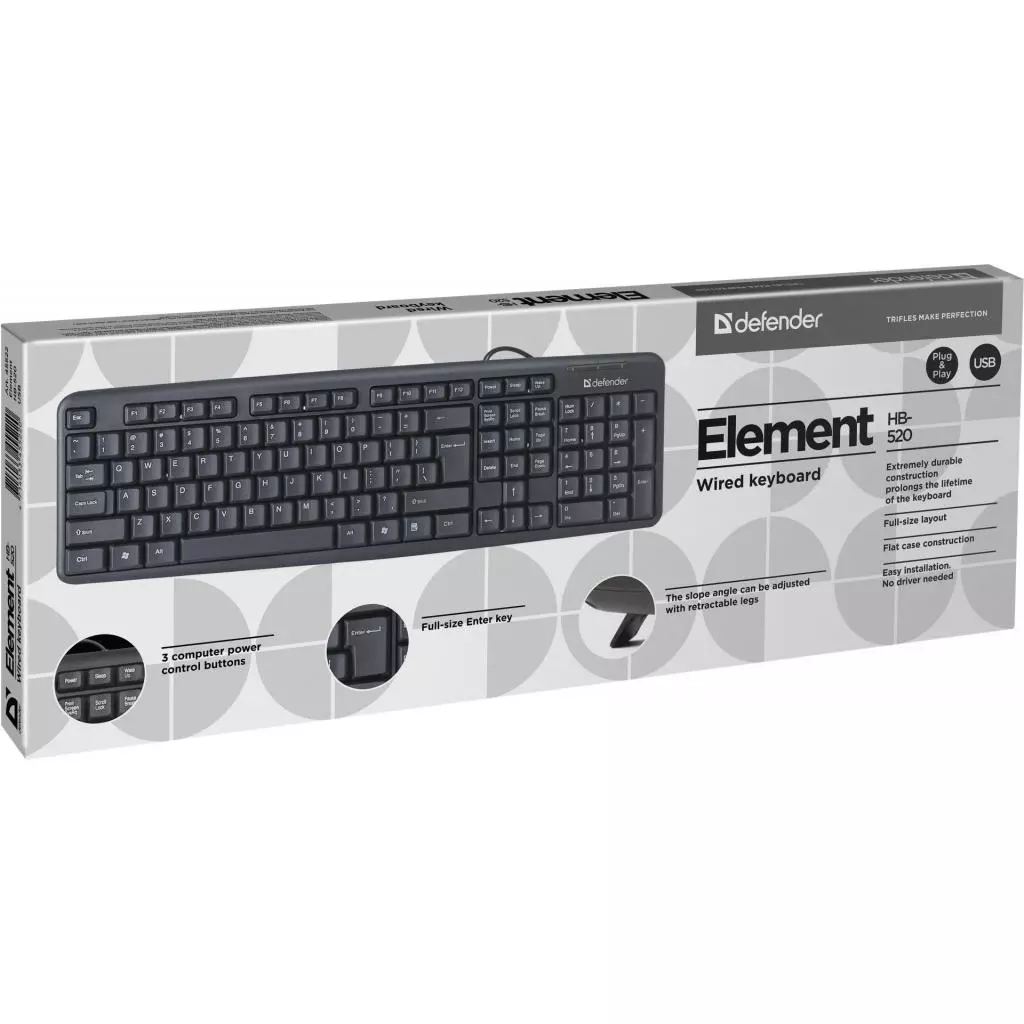 Клавиатура Defender Element HB-520 USB UKR Black (45529) - 1 Клавиатура Defender Element HB-520 USB UKR Black (45529) - 1