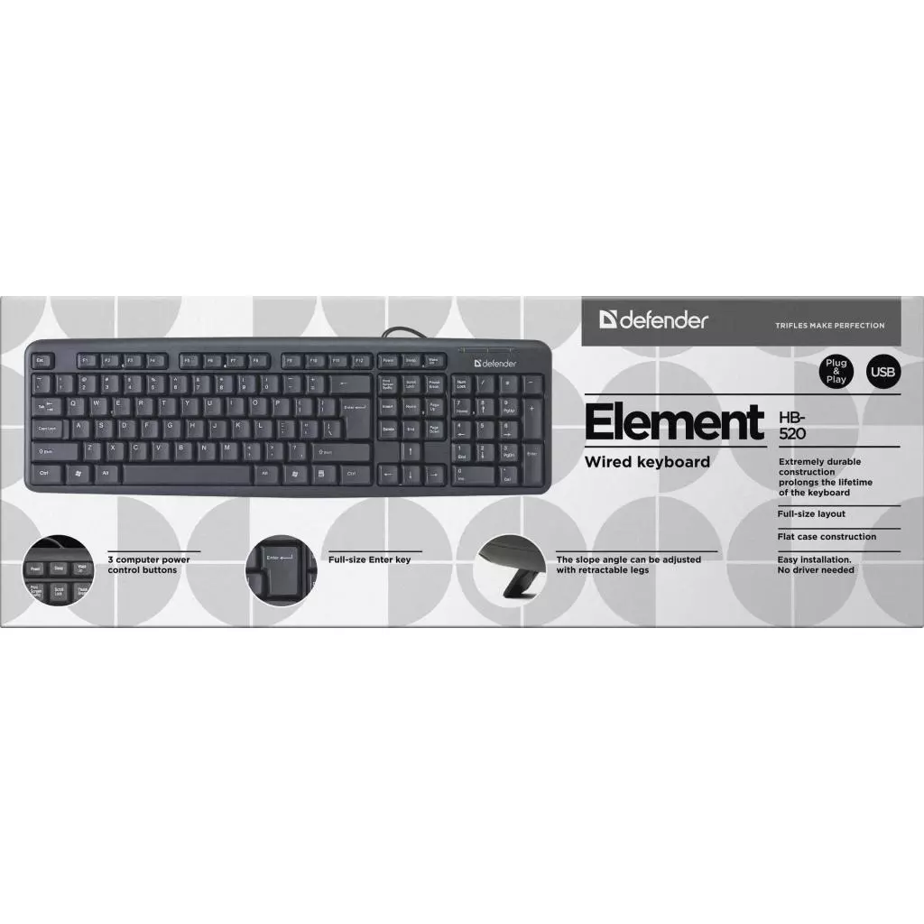 Клавиатура Defender Element HB-520 USB UKR Black (45529) - 2 Клавиатура Defender Element HB-520 USB UKR Black (45529) - 2