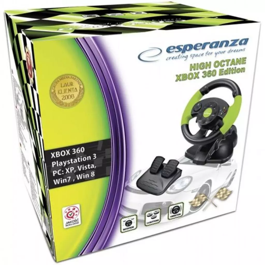 Руль Esperanza PC/PS3/XBOX 360 Black-Green (EG104) - 3 Руль Esperanza PC/PS3/XBOX 360 Black-Green (EG104) - 3